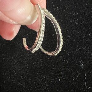 Elegant Silver Crystal-Studded Women’s J Hoop Earrings